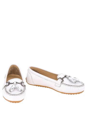 Lizza Shoes Skórzane mokasyny w kolorze białym