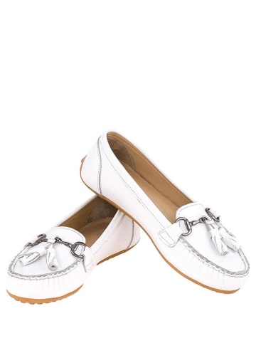 Lizza Shoes Skórzane mokasyny w kolorze białym