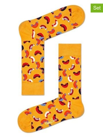 Happy Socks 2-delige set: sokken "Hotdog" geel/meerkleurig