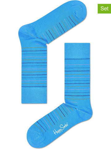 Happy Socks 2-delige set: sokken "Thin Stripe" blauw
