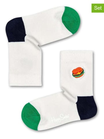Happy Socks 2er-Set: Socken "Burger" in Weiß