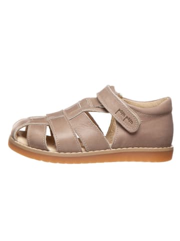 POM POM Leder-Halbsandalen in Beige