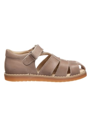 POM POM Leder-Halbsandalen in Beige