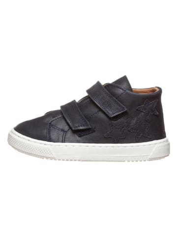 POM POM Leder-Sneakers in Dunkelblau