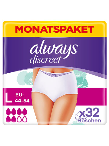 always discreet Monatsbox: Inkontinenz-Höschen "Inkontinenz und Wochenbett - L", 4 x 8 Stück