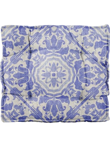 Madre Selva Sitzkissen "Hippy" in Blau - (L)37 x (B)37 cm