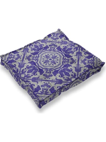 Madre Selva Sitzkissen "Hippy" in Blau - (L)37 x (B)37 cm