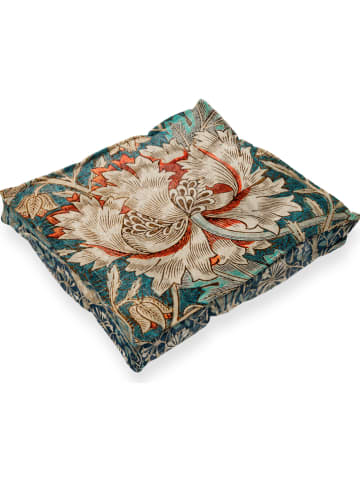 Madre Selva Zitkussen "Honeysuckle" turquoise/beige - (L)37 x (B)37 cm