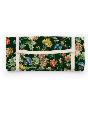Madre Selva Koc piknikowy w kolorze ciemnozielonym ze wzorem - 170 x 140 cm