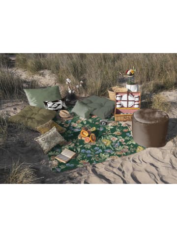 Madre Selva Koc piknikowy w kolorze ciemnozielonym ze wzorem - 170 x 140 cm