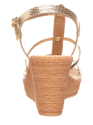 Michela Leder-Keilsandaletten in Gold