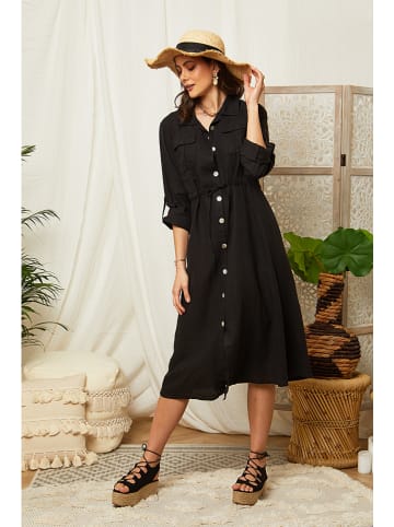 Lin Passion Leinen-Kleid in Schwarz