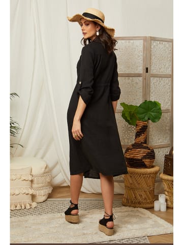 Lin Passion Leinen-Kleid in Schwarz