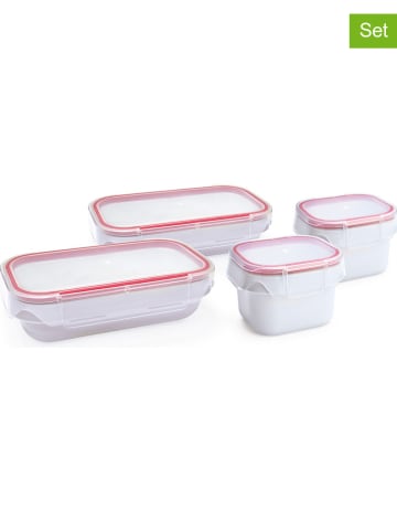 IRIS 4-delige set: lunchboxen transparant/rood