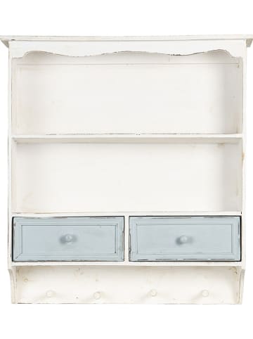 Clayre & Eef Wandmeubel wit/lichtblauw - (B)56 x (H)60 x (D)13 cm
