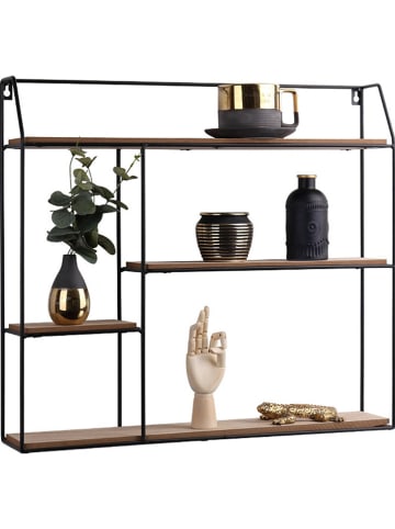 Lifa Living Wandregal "Valencia" in Schwarz/ Natur - (B)58 x (H)52 cm