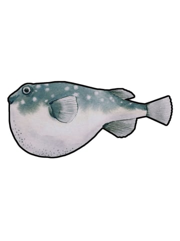 Madre Selva Badvorleger "Fish" in Weiß/ Grün - (L)50 x (B)70 cm