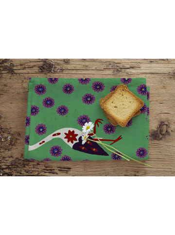 Folkifreckles Ściereczka "La Bamba" w kolorze zielonym ze wzorem do naczyń - 70 x 50 cm