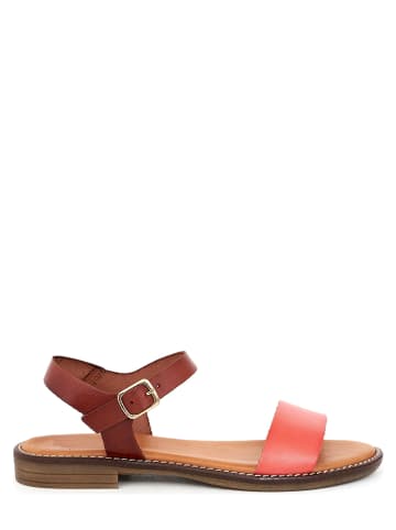 CLKA Skórzane sandały w kolorze jasnobrązowo-czerwonym