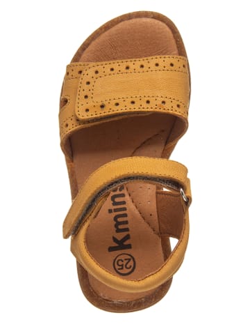 kmins Leren sandalen mosterdgeel
