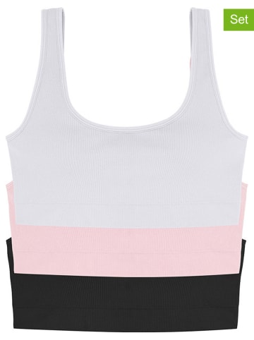 Dorina 3-delige set: bustiers "Flo" wit/zwart/lichtroze
