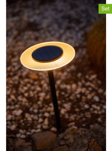 lumisky 2er-Set: LED-Solar-Gartenstecker "Ufo" in Schwarz - (H)35 cm