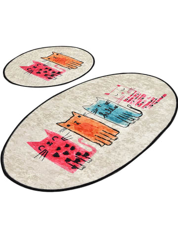 Colourful Cotton 2er-Set: Badvorleger in Beige/ Bunt