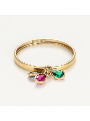 L instant d Or Gouden ring "3 pierres de couleurs" met edelstenen