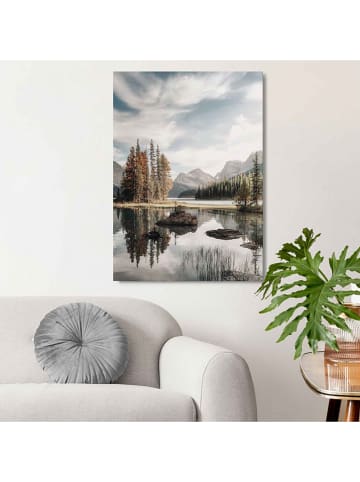 Orangewallz Kunstdruk op canvas "Mountain Lake Botanic Touch" - (B)50 x (H)70 cm