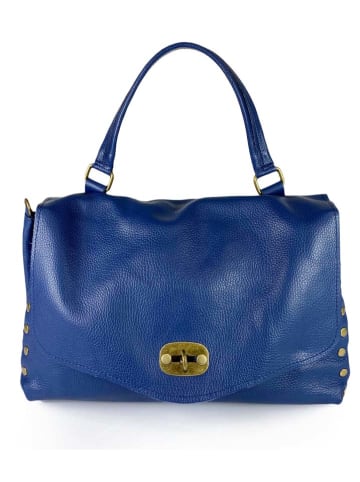 ORE10 Skórzana torebka "Arancia" w kolorze niebieskim - 32 x 27 x 15 cm
