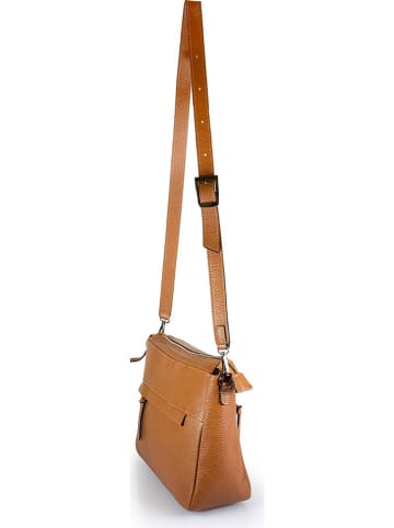 ORE10 Leder-Umhängetasche "Duca" in Hellbraun - (B)30 x (H)22 x (T)10 cm