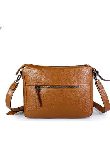 ORE10 Leder-Umhängetasche "Duca" in Hellbraun - (B)30 x (H)22 x (T)10 cm