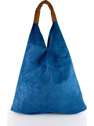ORE10 Skórzana torebka "Lord" w kolorze niebieskim - 34 x 39 x 8 cm