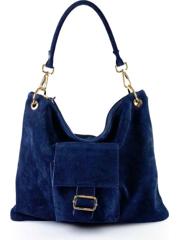 ORE10 Leder-Schultertasche "Queen" in Dunkelblau - (B)39 x (H)34 x (T)4 cm