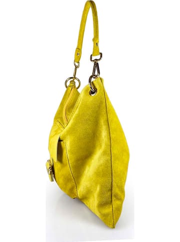 ORE10 Leder-Schultertasche "Queen" in Gelb - (B)39 x (H)34 x (T)4 cm