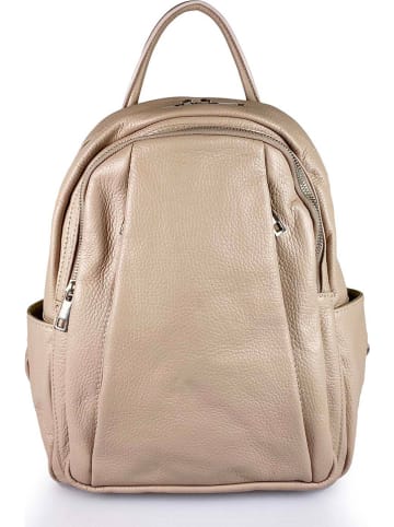 ORE10 Leren rugzak "Panda" beige - (B)25 x (H)30 x (D)17 cm