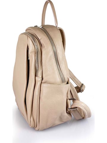 ORE10 Leren rugzak "Panda" beige - (B)25 x (H)30 x (D)17 cm