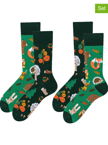 TODO SOCKS 2-delige set: sokken donkergroen/groen