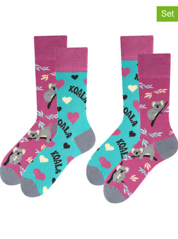 TODO SOCKS 2-delige set: sokken beskleurig/turquoise
