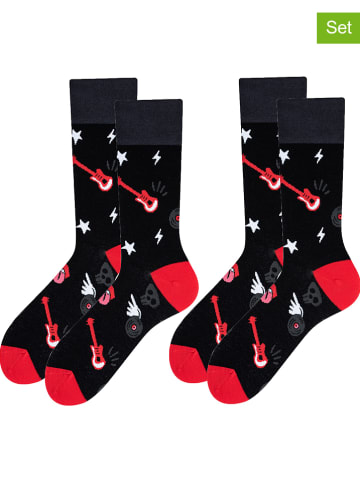 TODO SOCKS 2-delige set: sokken zwart/rood