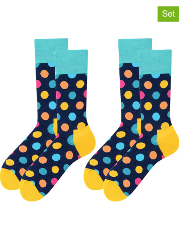 TODO SOCKS 2-delige set: sokken donkerblauw/meerkleurig