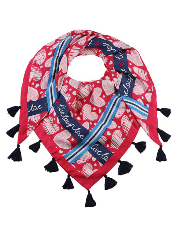 Zwillingsherz Sjaal "Clara" rood/donkerblauw - (L)200 x (B)100 cm