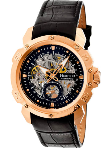 Heritor Automatikuhr "Conrad" in Schwarz/ Roségold