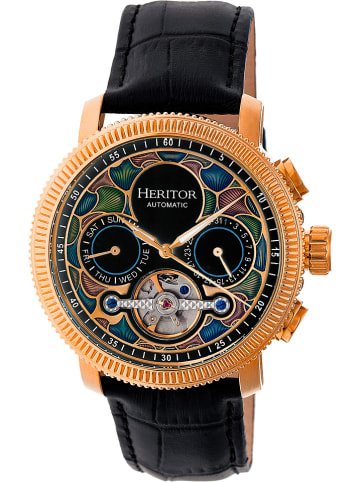 Heritor Automatikuhr "Aura" in Schwarz/ Roségold