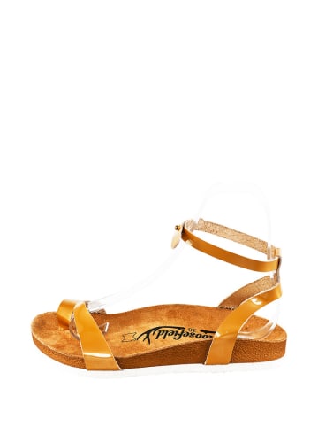 Moosefield Skórzane sandały w kolorze złotym