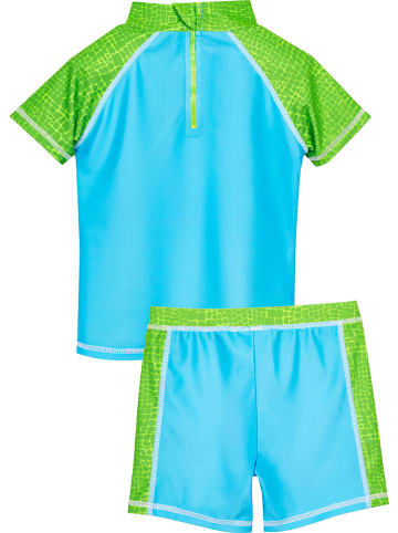 Playshoes 2-delige zwemoutfit "Dino" turquoise/groen