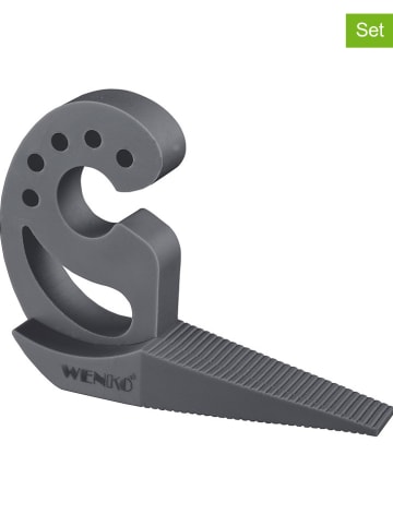 Wenko Blokady (2 szt.) "Multi-Stop" w kolorze antracytowym do drzwi - 12 x 8 x 2,5 cm