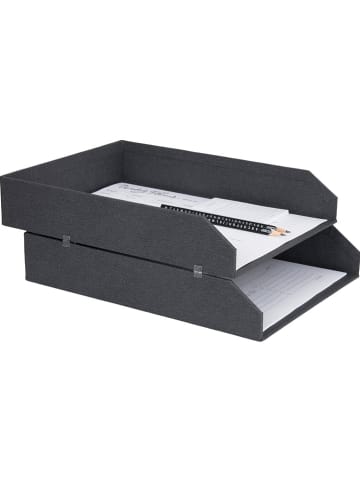 BigsoBox 2-delige set: documenthouders "Hakan" donkergrijs - (B)23 x (H)6 x (D)31 cm