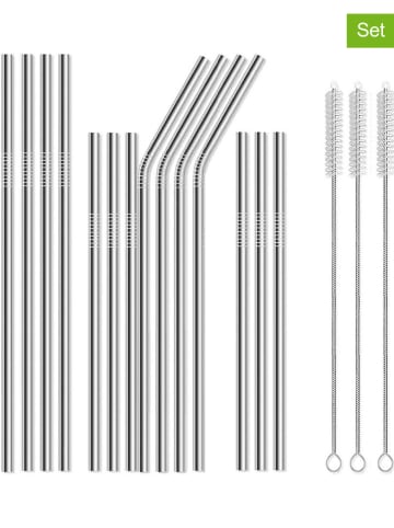 Steel-Function 17tlg. Edelstahl-Trinkhalm-Set