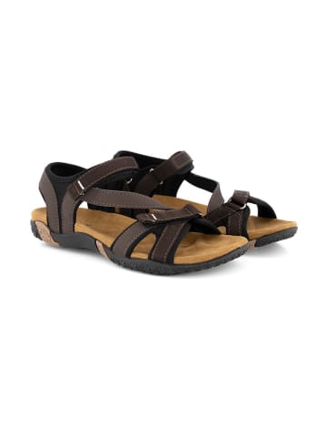Travelin` Skórzane sandały "Helsem" w kolorze brązowym
